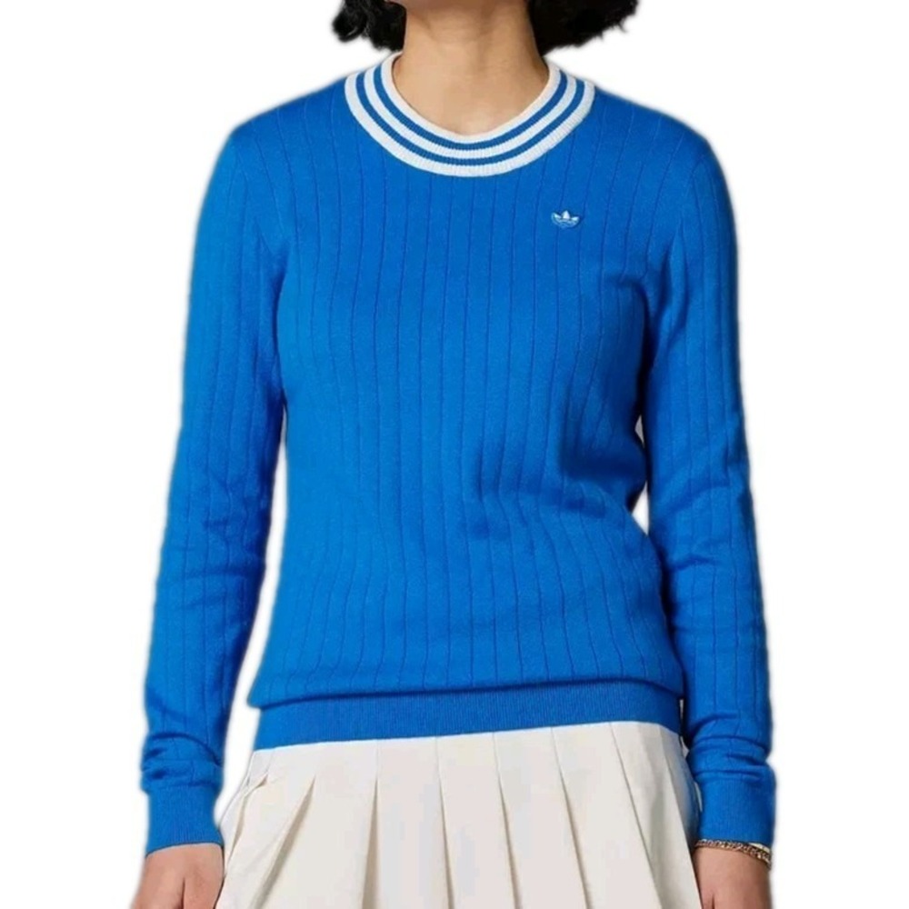 $160 adidas Originals Women's Size S Cashmere Knit Golf Sweater Bluebird Color